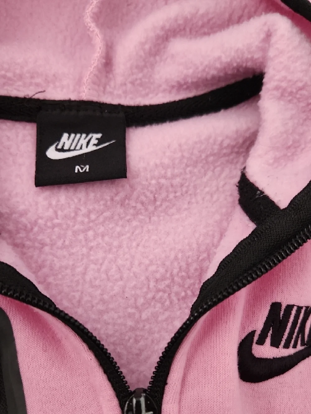 Nike Pink Kids Full-Zip Hoodie with Black Trim
